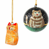 Handpainted Cat Ornaments, Set of 2