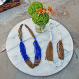Multistrand Maasai Bead Necklace, Lapis Blue and Gold