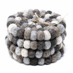 Hand Crafted Felt Ball Coasters from Nepal: 4-pack, Multicolor Greys