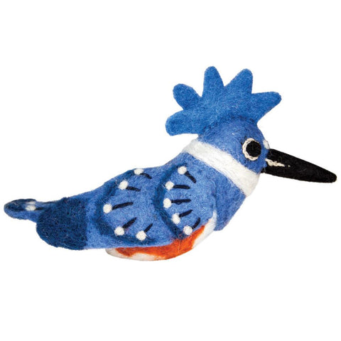 Felt Bird Garden Ornament - Belted Kingfisher