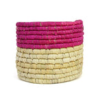 Dried Grass Basket, Pink and Natural