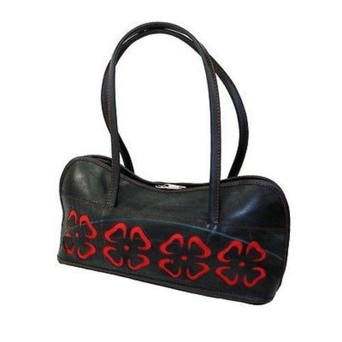 Upcycled Floral Black Handbag