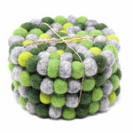 Hand Crafted Felt Ball Coasters from Nepal: 4-pack, Chakra Greens