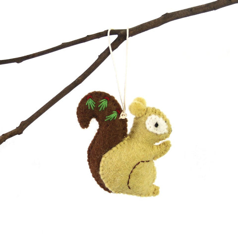 Hand Felted Christmas Ornament: Squirrel