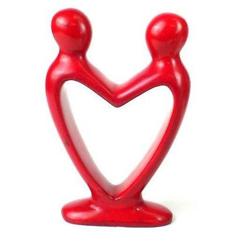 Handcrafted Soapstone Lover's Heart Sculpture in Red