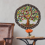 Rooted Tree of Life in Circle Haitian Metal Drum Wall Art