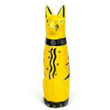 Handcrafted 5-inch Soapstone Sitting Cat Sculpture in Yellow