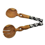 11-Inch Olive Wood Salad Serving Set with Twisted Handles