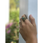 Turquoise Stone Adjustable Brass Ring