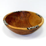 Handcarved Olive Wood Bowl 10 inch with Inlaid Bone