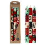 Set of Three Boxed Tall Hand-Painted Candles - Ukhisimui Design