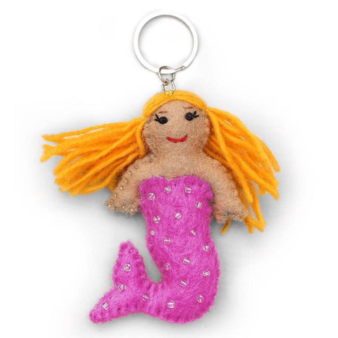 Felt Pink Mermaid Key Chain