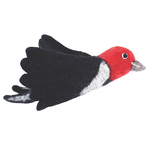 Felt Bird Garden Ornament - Woodpecker