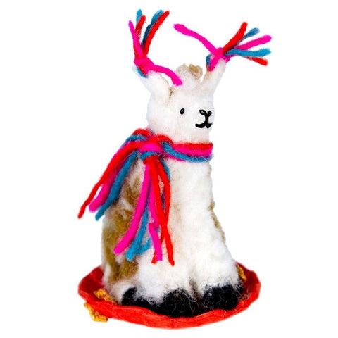 Felt Sledding Llama Ornament