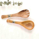 Olive Wood Serving Set, Small with Batik Inlay