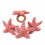Hand-felted Starfish Napkin Rings, Set of Four Light Rose