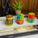 Set of Three Boxed Hand-Painted Candles - Matuko Design
