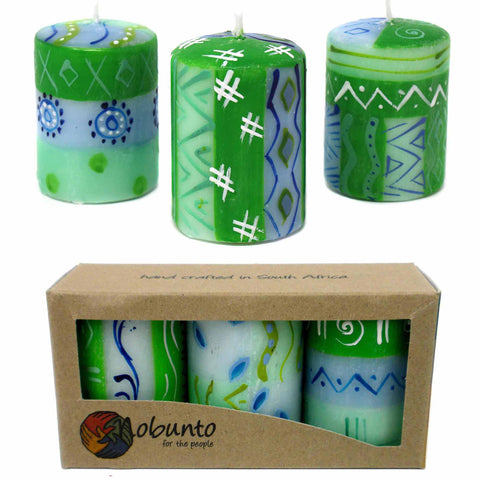 Set of Three Boxed Hand-Painted Candles Farih Design