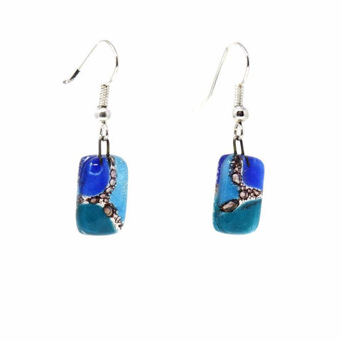 Blue Earthtones Small Glass Earrings