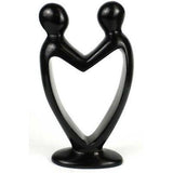 Handcrafted Soapstone Lover's Heart Sculpture in Black