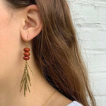 Red Jasper and Metal Fringe Earrings