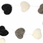 Hand Crafted Felt from Nepal: Hearts Garland, Grey