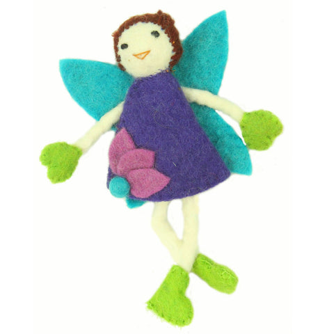 Hand Felted Tooth Fairy Pillow - Brunette with Purple Dress