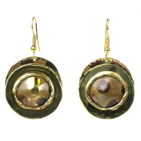 Encircled Spots Brass Earrings