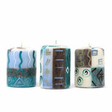 Set of Three Boxed Hand-Painted Candles - Maji Design