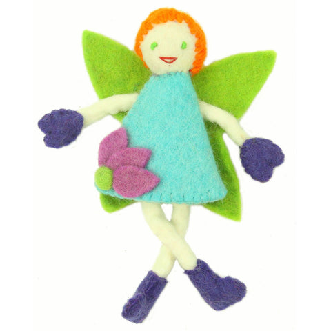 Hand Felted Tooth Fairy Pillow - Redhead with Blue Dress