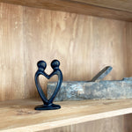 Handcrafted Soapstone Lover's Heart Sculpture in Black
