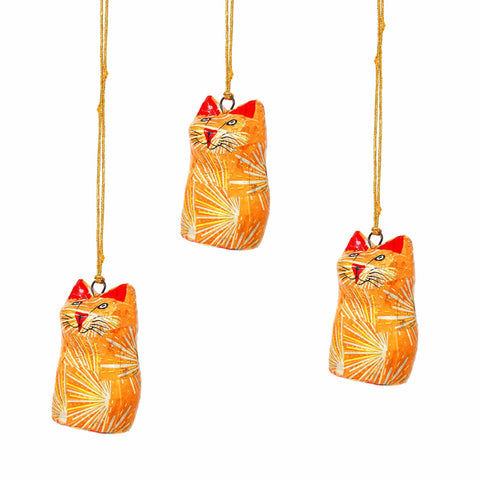 Handpainted Ornament Cat Figurine - Pack of 3