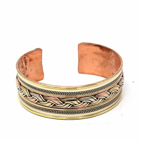 Copper and Brass Cuff Bracelet: Healing Ribbon