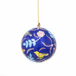 Handpainted Ornament Birds and Flowers, Blue - Pack of 3