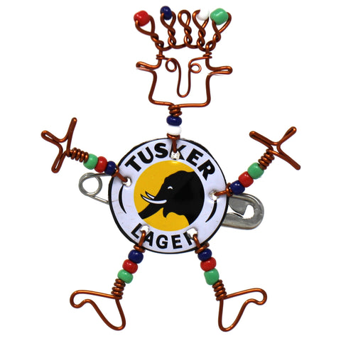 Dancing Girl Tusker Bottle Cap Pin with Beads