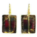 Square on Square Copper and Brass Earrings