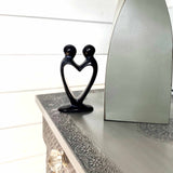 Handcrafted Soapstone Lover's Heart Sculpture in Black