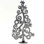 Tabletop Christmas Tree with Stars and Snowflakes, Metal Art (14" x 7.5")