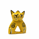 Handcrafted 4-inch Soapstone Love Cats Sculpture in Yellow