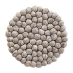 Hand Crafted Felt Ball Coasters from Nepal: 4-pack, Light Grey