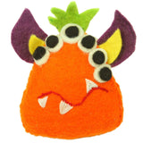 Hand Felted Orange Tooth Monster with Many Eyes