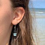 Black Tie Design Small Glass Earrings