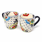 Rounded Mugs - Dots and Flowers, Set of Two