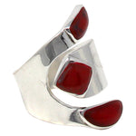 Wide Red Jasper and Silver Ring - Size 8