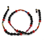 Face Mask/Eyeglass Paper Bead Chain, Black and Red
