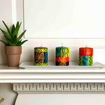 Set of Three Boxed Hand-Painted Candles - Matuko Design