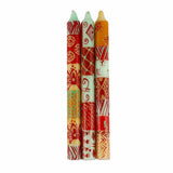 Hand Painted Candles in Owoduni Design (three tapers)