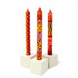 Set of Three Boxed Tall Hand-Painted Candles - Zahabu Design