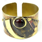 Red Tiger Eye Reflections Copper and Brass Cuff