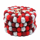 Hand Crafted Felt Ball Coasters from Nepal: 4-pack, Chakra Reds